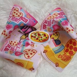 Love pizza jumbo hair bow